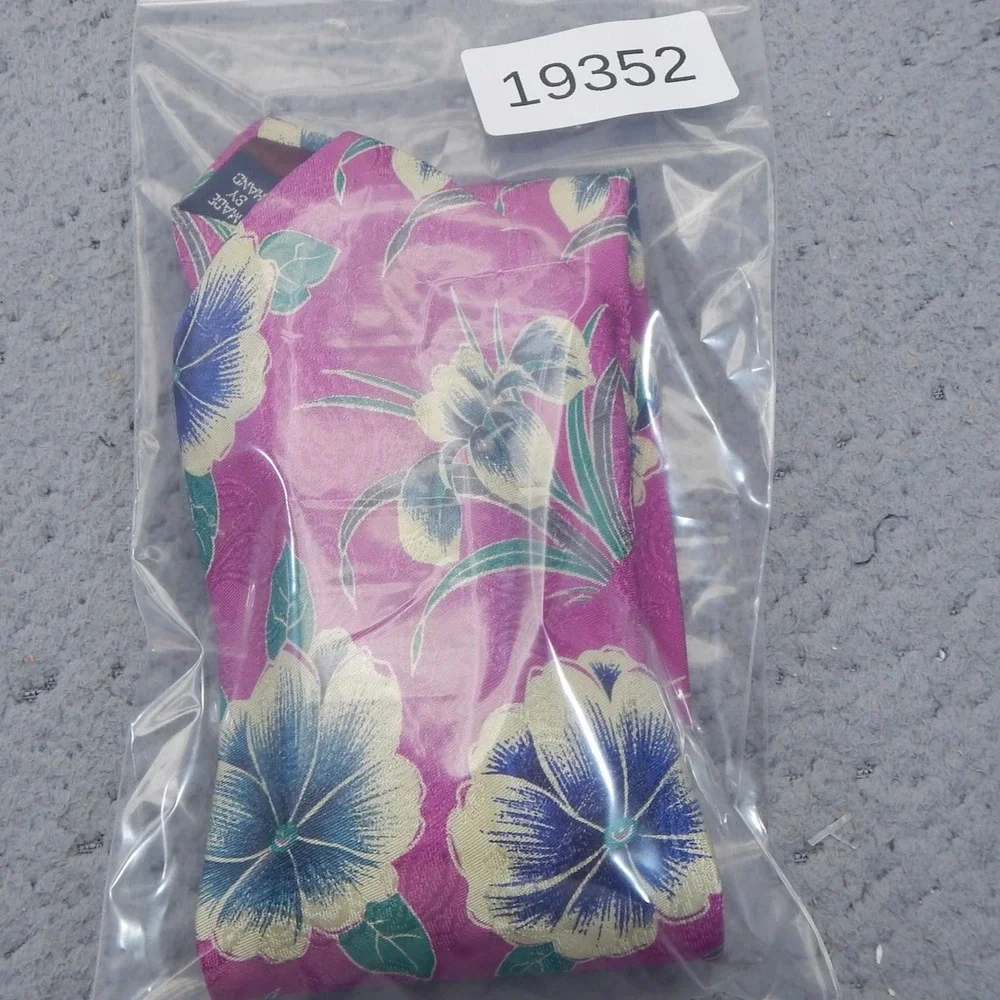 Vintage Polo Ralph Lauren Tie Pink Floral Printed Jacquard Silk Wide Classic USA